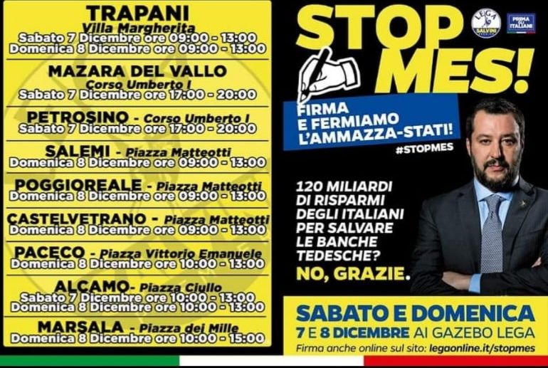 Mazara. Gazebo della Lega Salvini Premier oggi dalle ore 17 alle ore 20 in Corso Umberto I