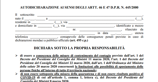 Autocertificazione Coronavirus, il modulo aggiornato del ministero dell’Interno da scaricare