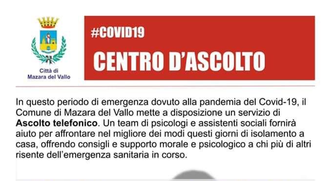 Mazara. Coronavirus, Il Comune attiva un Servizio di Ascolto telefonico. Consigli e supporto morale e psicologico per affrontare i giorni di isolamento