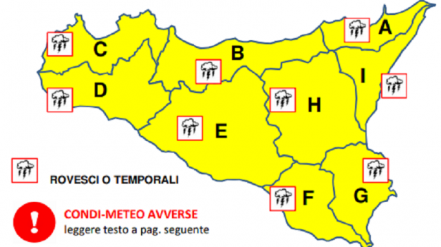 Maltempo e piogge in arrivo, allerta gialla in Sicilia fino a domani