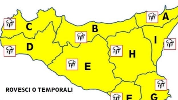 Maltempo, domani allerta gialla in tutta la Sicilia