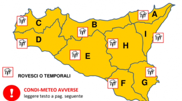 Maltempo, domani allerta arancione su tutta la Sicilia