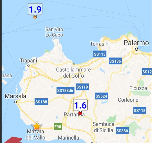 Leggere scosse sismiche in provincia di Trapani, la più forte di magnitudo 2.8