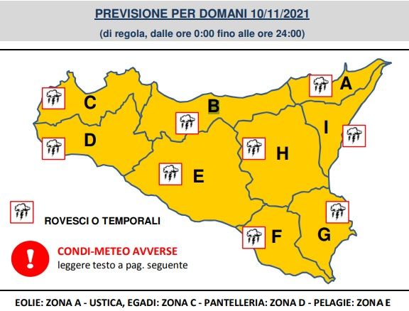 CASTELLAMMARE DEL GOLFO. Maltempo: allerta meteo arancione per l’intera giornata del 10 novembre.  Previsti temporali e forti raffiche di vento