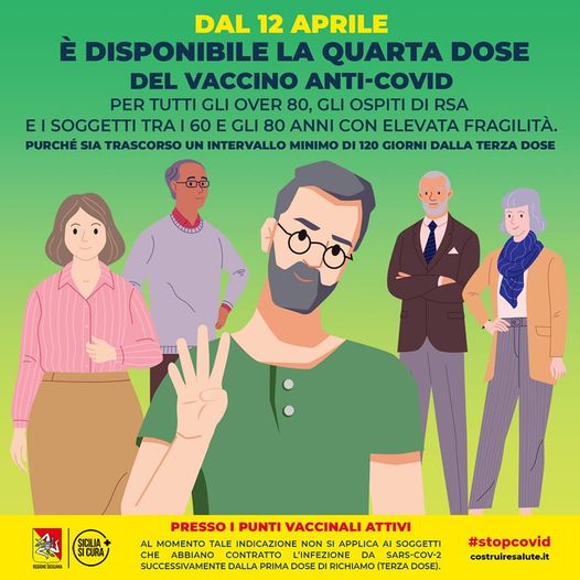 ASP Trapani. Via libera alla seconda dose di richiamo (quarta dose) con vaccino a mRNA, presso i punti vaccinali attivi della provincia