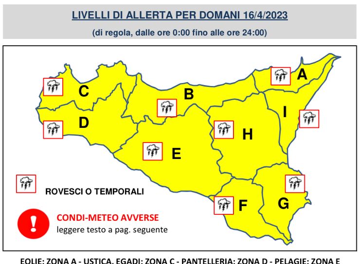 Mazara. Allerta meteo gialla per domenica 16 aprile