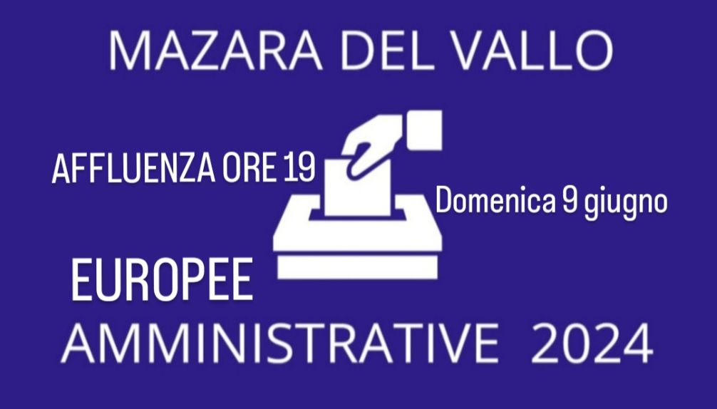 Mazara, affluenza ore 19 domenica 9 giugno. Elezioni comunali: 24699 votanti pari al 57,21%. Elezioni europee: 24686 votanti pari al 60,29%