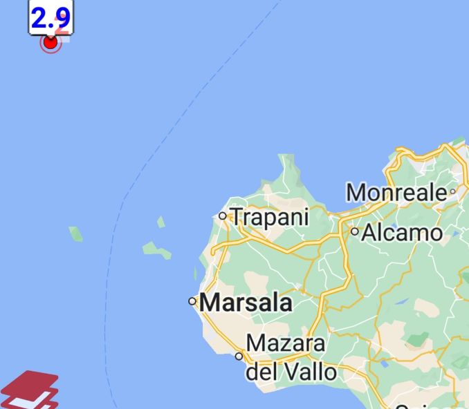 Scossa di terremoto al largo della costa trapanese